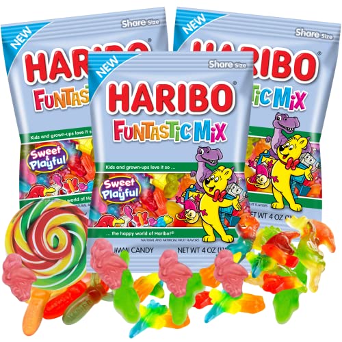 Funtastic Mix Gummis, Fruit Flavored Candy Bites, Summer Themed Shareable Bagged Candies for Goodie Bags and Ice Cream Toppers, Pack of 3