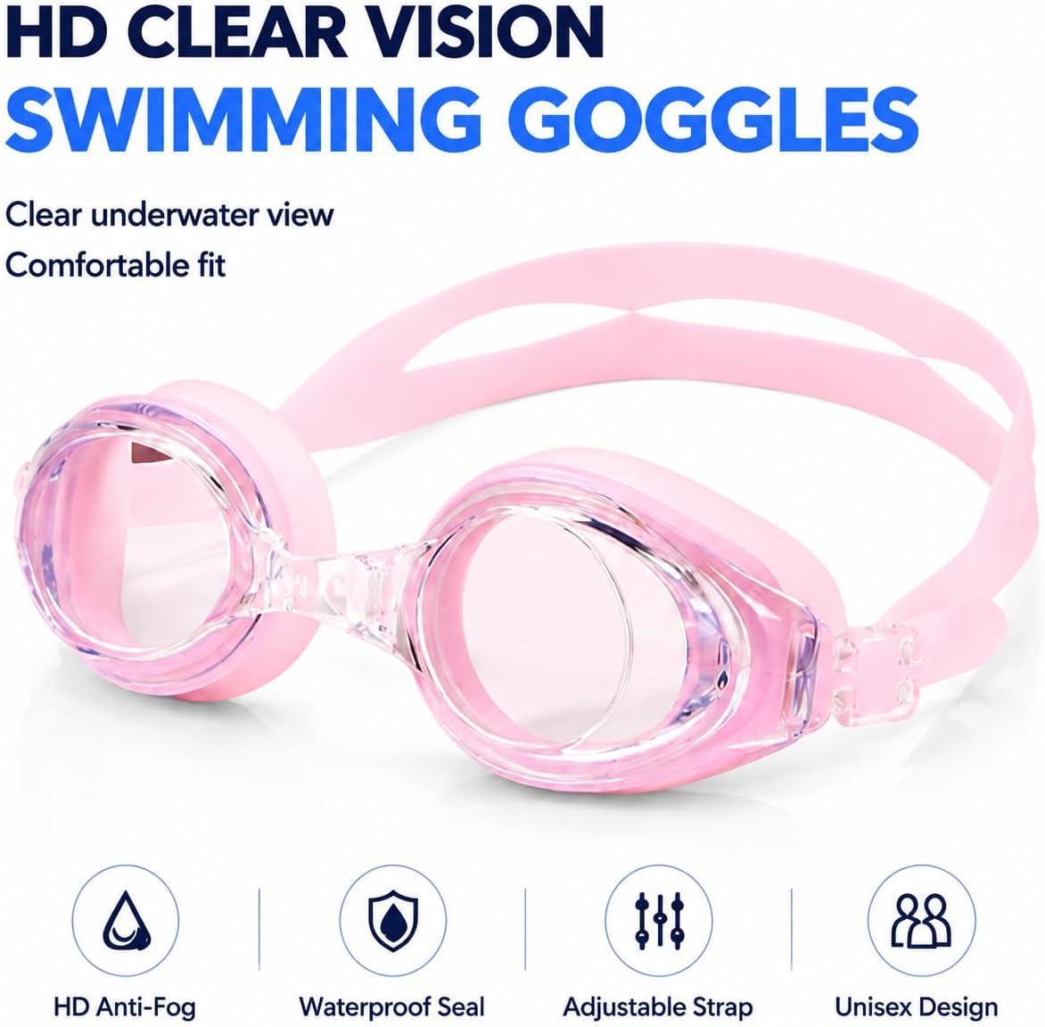 Swimming Goggles Adult Anti-Fog Leak-Proof Unisex Clear Lens
