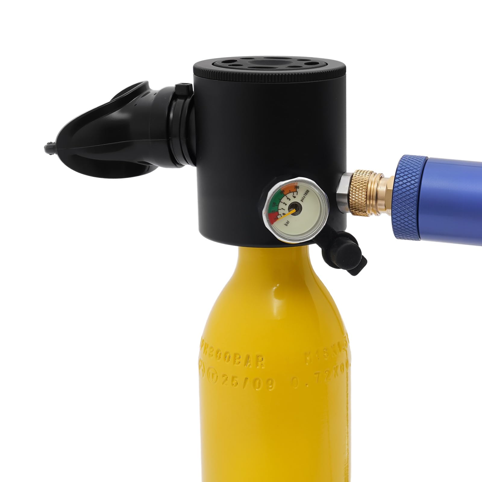 Mini Tauchflasche mit Pumpe 0,5L Taucherflasche mit 5-10 Minuten Kapazität Tauchen Sauerstofftank mit Gurt, Sicherheitsband, Filtervorrichtung Nachfüllbarem Tauchflasche für Anfänger