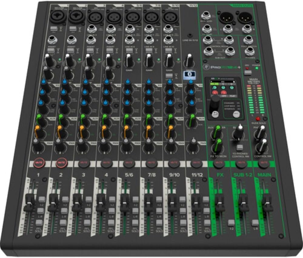 Mackie ProFX12v3+ 12-Channel Analog Mixer with Built-In FX, USB Recording, and Bluetooth Bundle with G-MIXERBAG-1515 Padded Nylon Mixer/Equipment Bag and Stereo Breakout Cable 10'