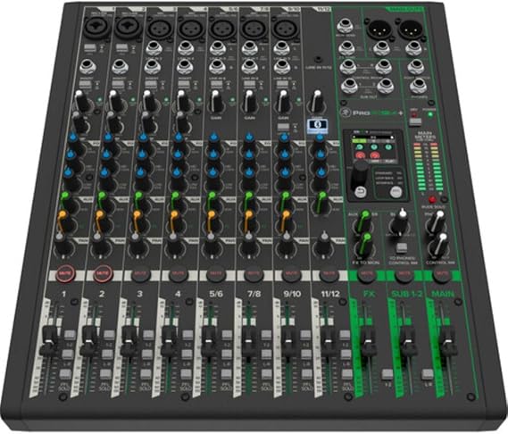 Mackie ProFX12v3+ 12-Channel Analog Mixer with Built-In FX, USB Recording, and Bluetooth Bundle with G-MIXERBAG-1515 Padded Nylon Mixer/Equipment Bag and Stereo Breakout Cable 10'