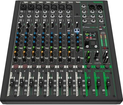 Mackie ProFX12v3+ 12-Channel Analog Mixer with Built-In FX, USB Recording, and Bluetooth Bundle with G-MIXERBAG-1515 Padded Nylon Mixer/Equipment Bag and Stereo Breakout Cable 10'