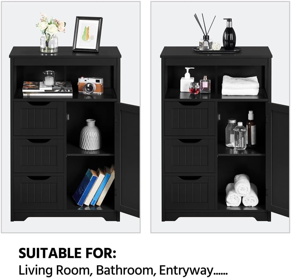 Cabinet interior with various items