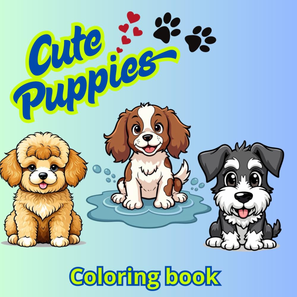 Cute Puppies Coloring Book: 50 Playful Puppy Designs for Fun and Creativity
