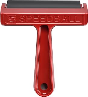 Speedball 4-Inch Hard Rubber Brayer - Pop-in Roller for Block Printing, Printmaking, and Ink Applications