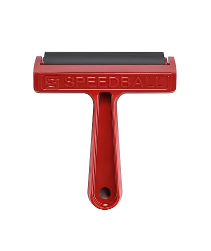 Speedball 4-Inch Hard Rubber Brayer - Pop-in Roller for Block Printing, Printmaking, and Ink Applications