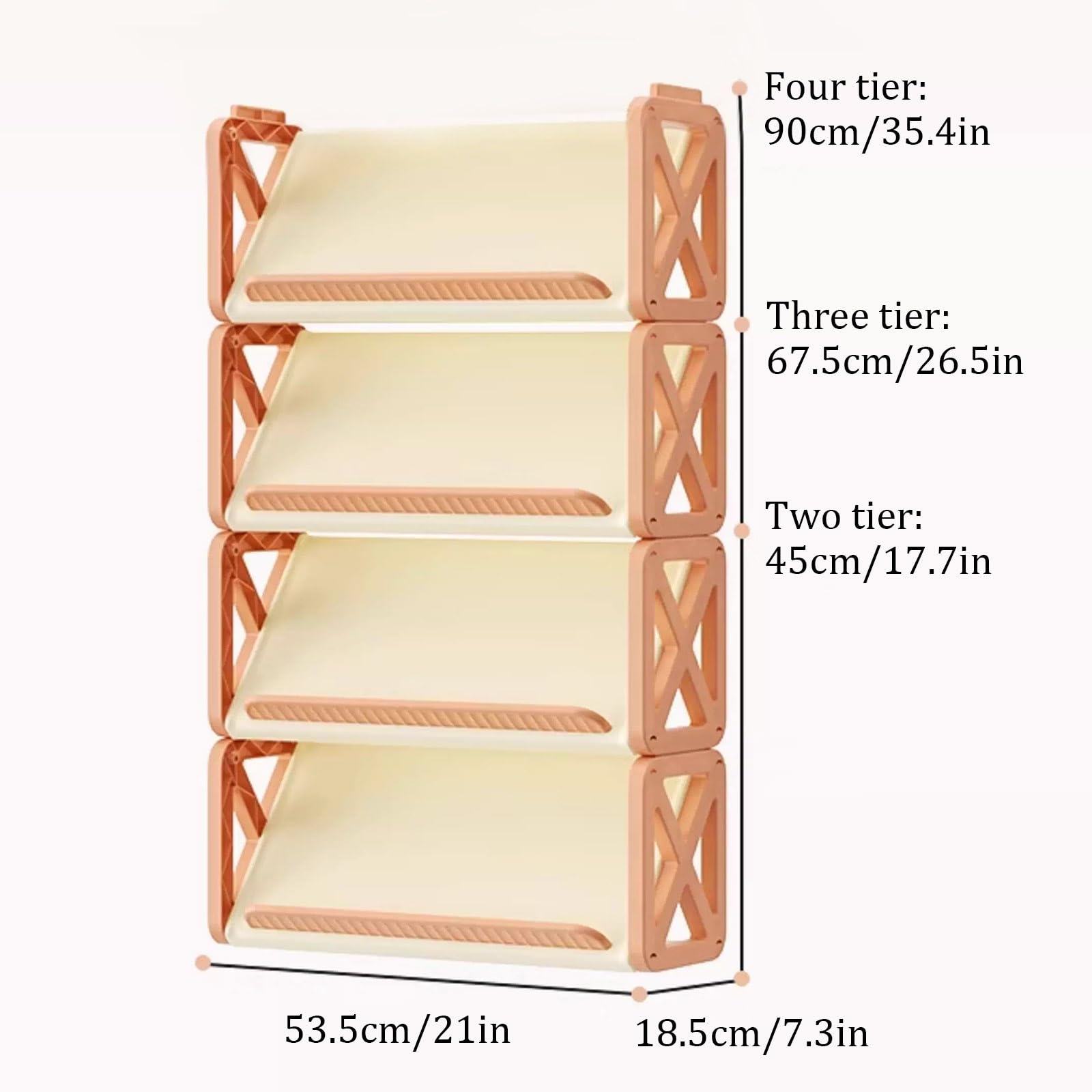 Stapelbares Schuhregal mit 2/3/4 Ablagen, Offenes, Schräges Schuhablage, Freistehendes Schuhständer for Eingangsbereich, Wohnzimmer, Schlafzimmer, Balkon, Badezimmer
