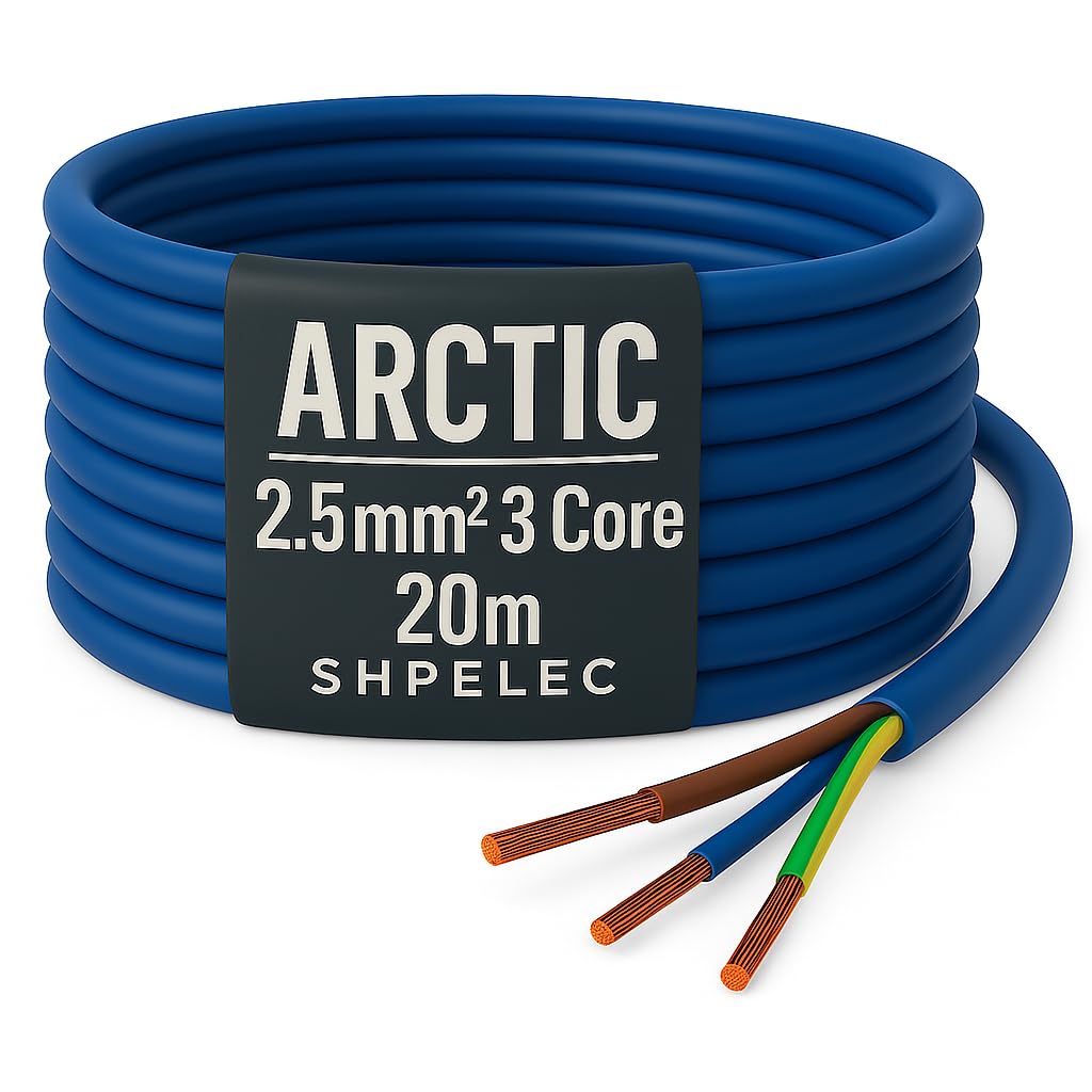 SHPELEC® Arctic Grade Blue Flex Cable - 3183A 1.5mm² and 2.5mm² - Heavy-Duty Electrical Wire for Harsh Environments (2.5mm, 20m)