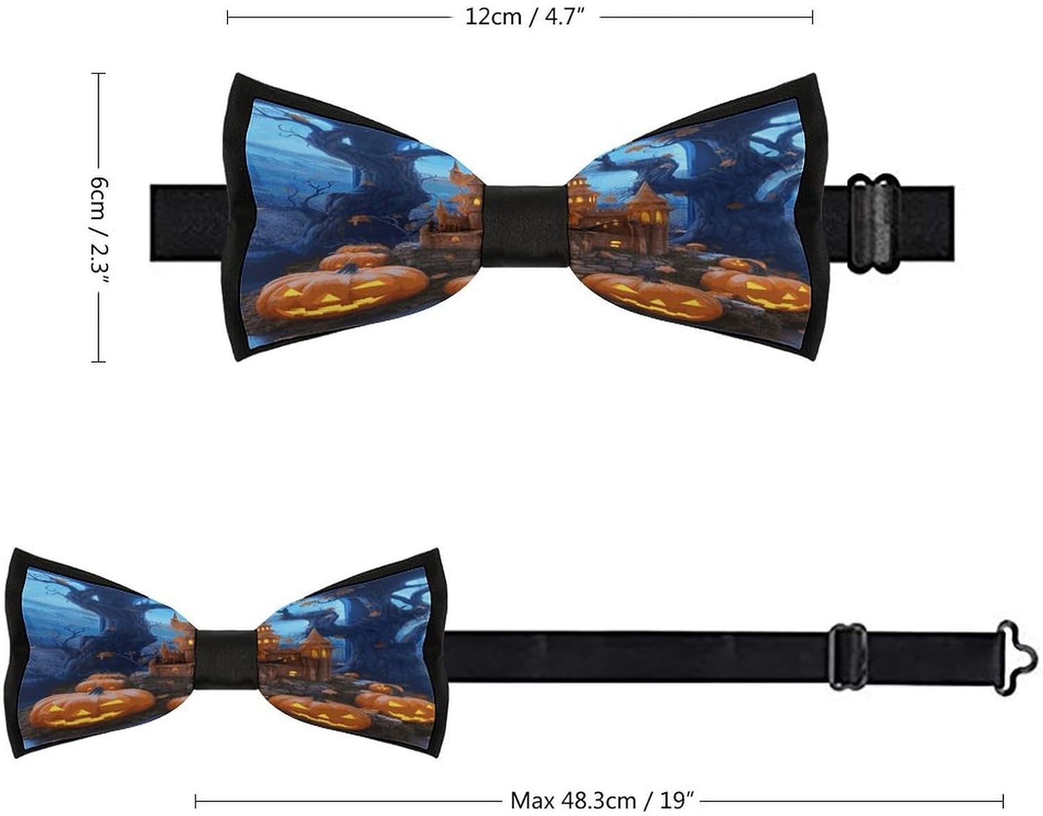 Halloween Castle Pumpkin Bow Tie for Men, Pre-tied Bow Ties, Adjustable Bowtie for Wedding Business Daily Party