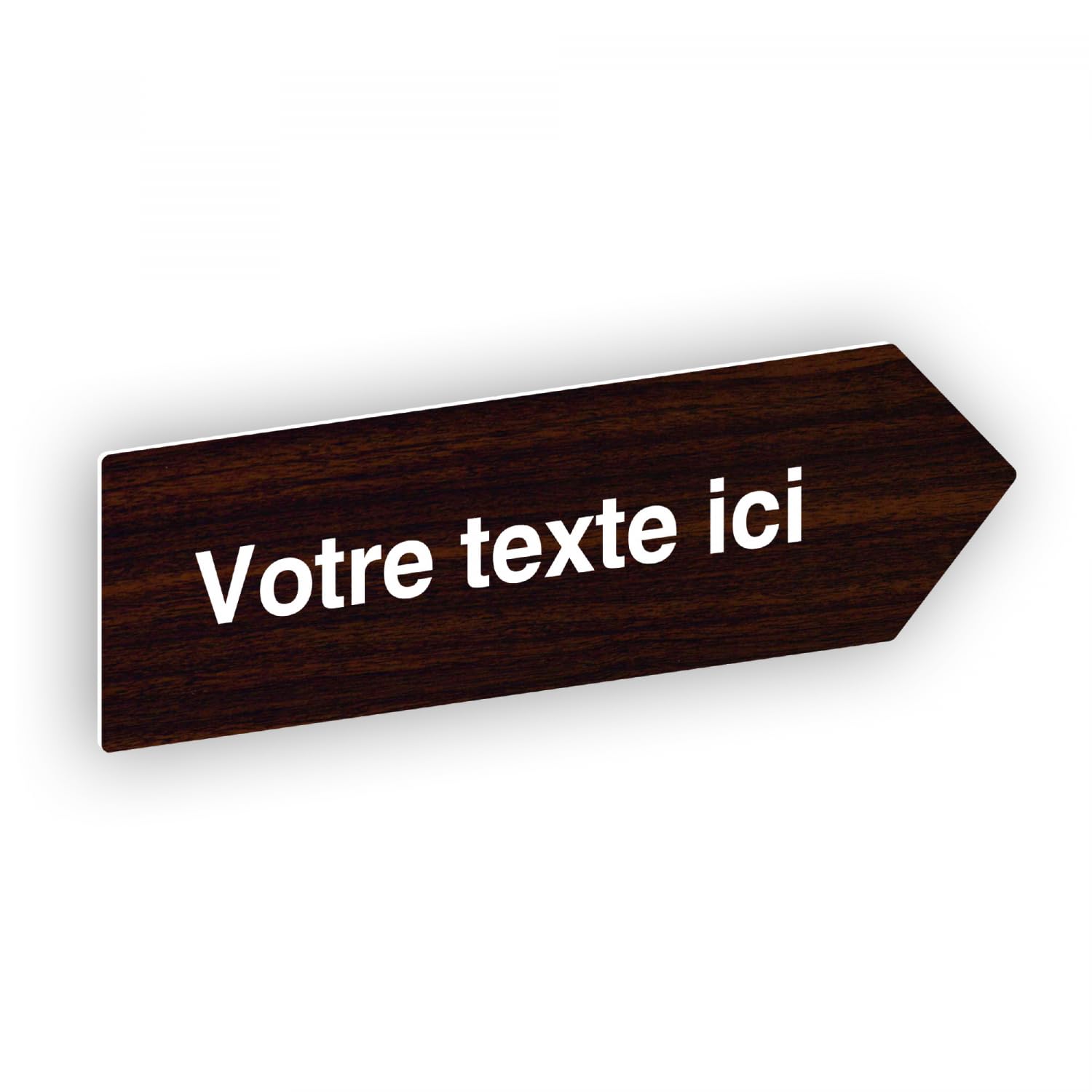 Flecha direccional grabada autoadhesiva personalizable, placa de identificación orientación ¿Derecha? madera – formato 20 x 6