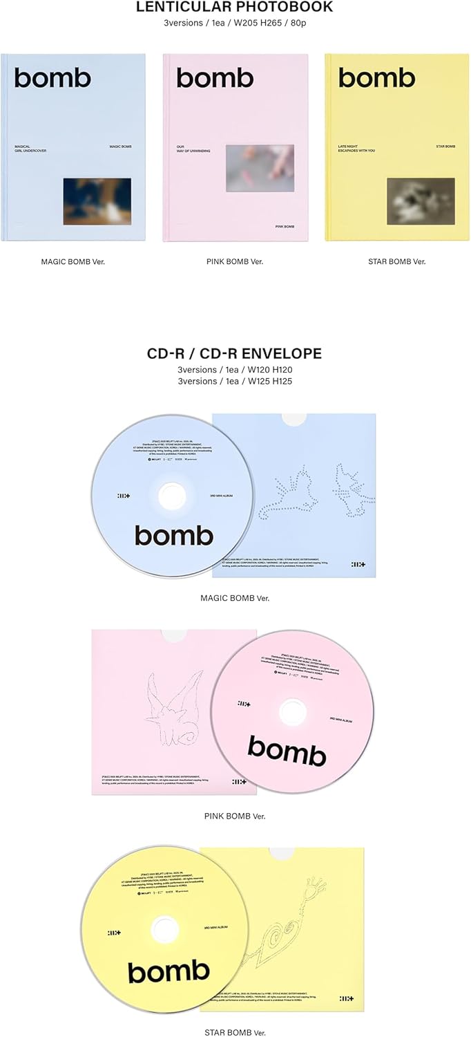 ILLIT bomb 3rd Mini Album with Tracking Sealed (Full Set(3Standard+1Weverse+5GLLIT))