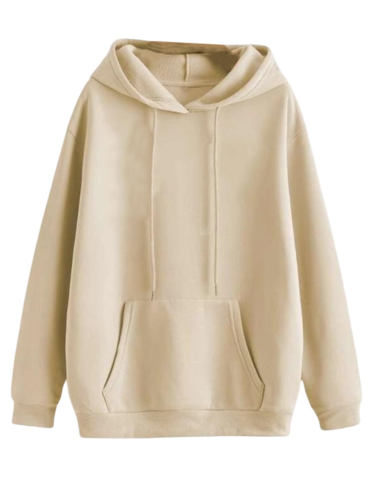 Unisex Solid Hoodies | Spun Fleece 300 GSM | Men's and Women's Winter Sweatshirt Beige-L-picture-11