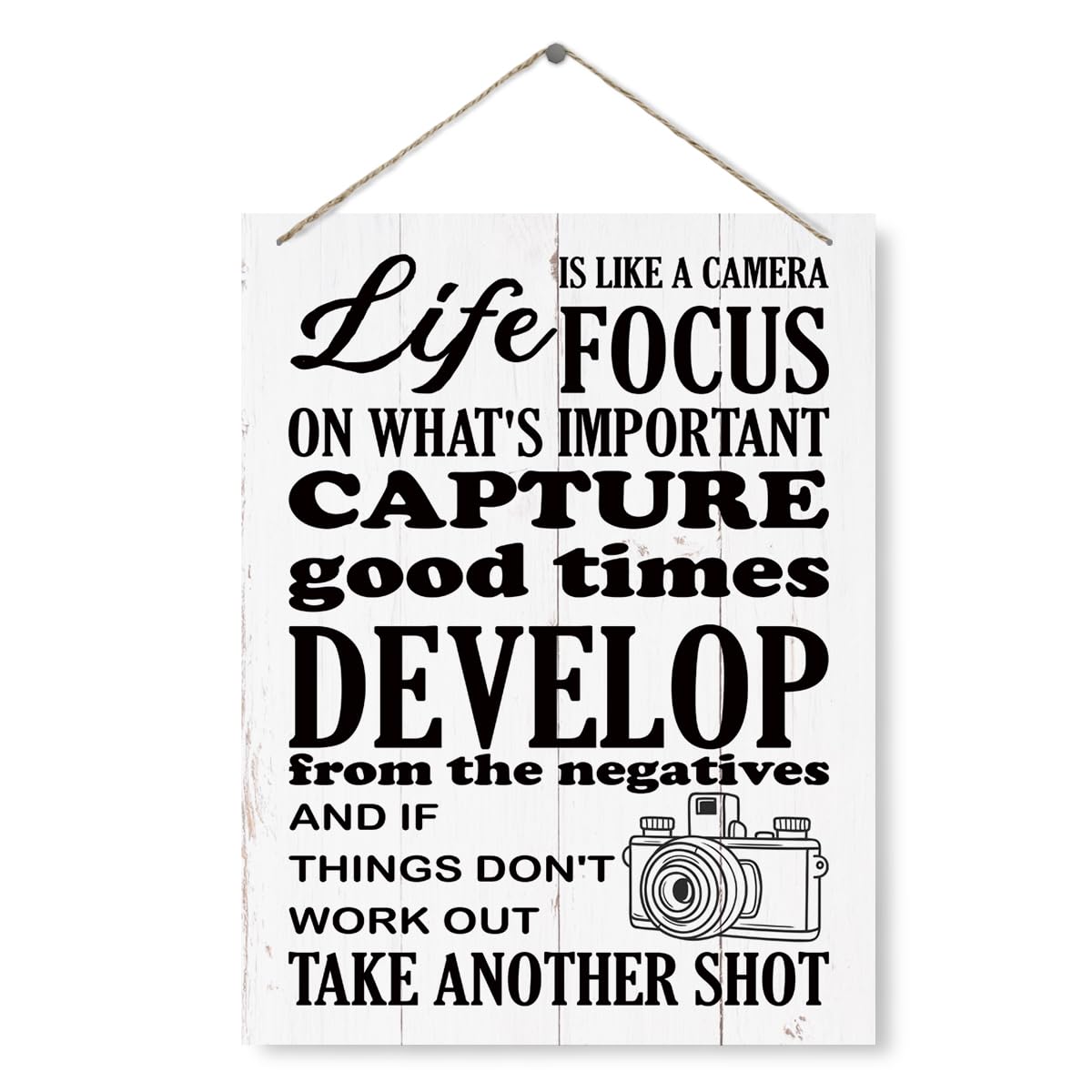 Pibonto Women's Wall Art 8X10 Inch Life Is Like A Camera Sign - Inspirational - Photographer Gift