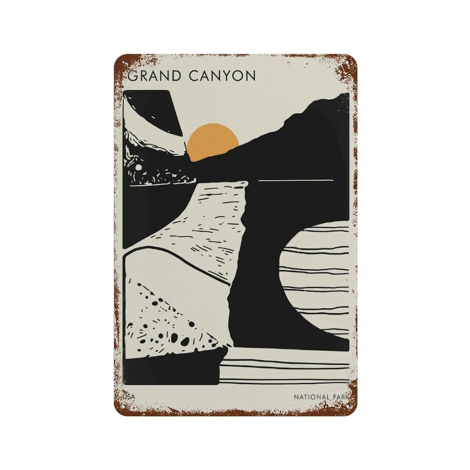 Decorative Tin Sign with Grand Canyon National Park Minimalist Art Design 11.8"x7.9", for Basement, Hobby Room And Garage Decor, Farmhouse Wall Decor