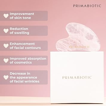 Gua Sha Stone Primabiotic - Rose Quartz Gua Sha Tool for Face Massage - Skin Care Accessories - Beauty Products - Pink Guasha Facial Massager - Anti Aging