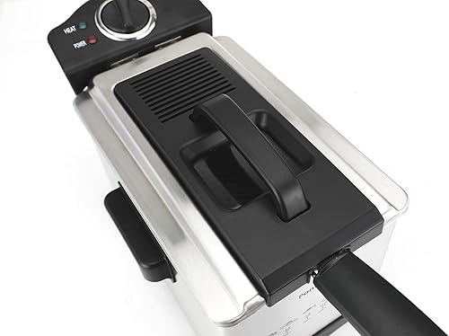 Miniatura 8 de Freidora eléctrica de inmersión de acero inoxidable de 2 L  2.1 Qt 1400 W - Cesta con gancho para goteo - Control preciso de temperatura - Tapa con