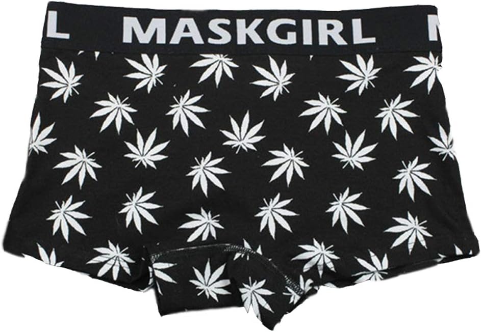 Sports Cotton Leaves Print Boyshort 3 Pack Boxer Briefs for Tomboy Trans Lesbian
