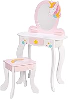 Vista 1 de Fat Brain Toys Unicorn Magic Vanity con espejo y taburete, juego de madera, 3+