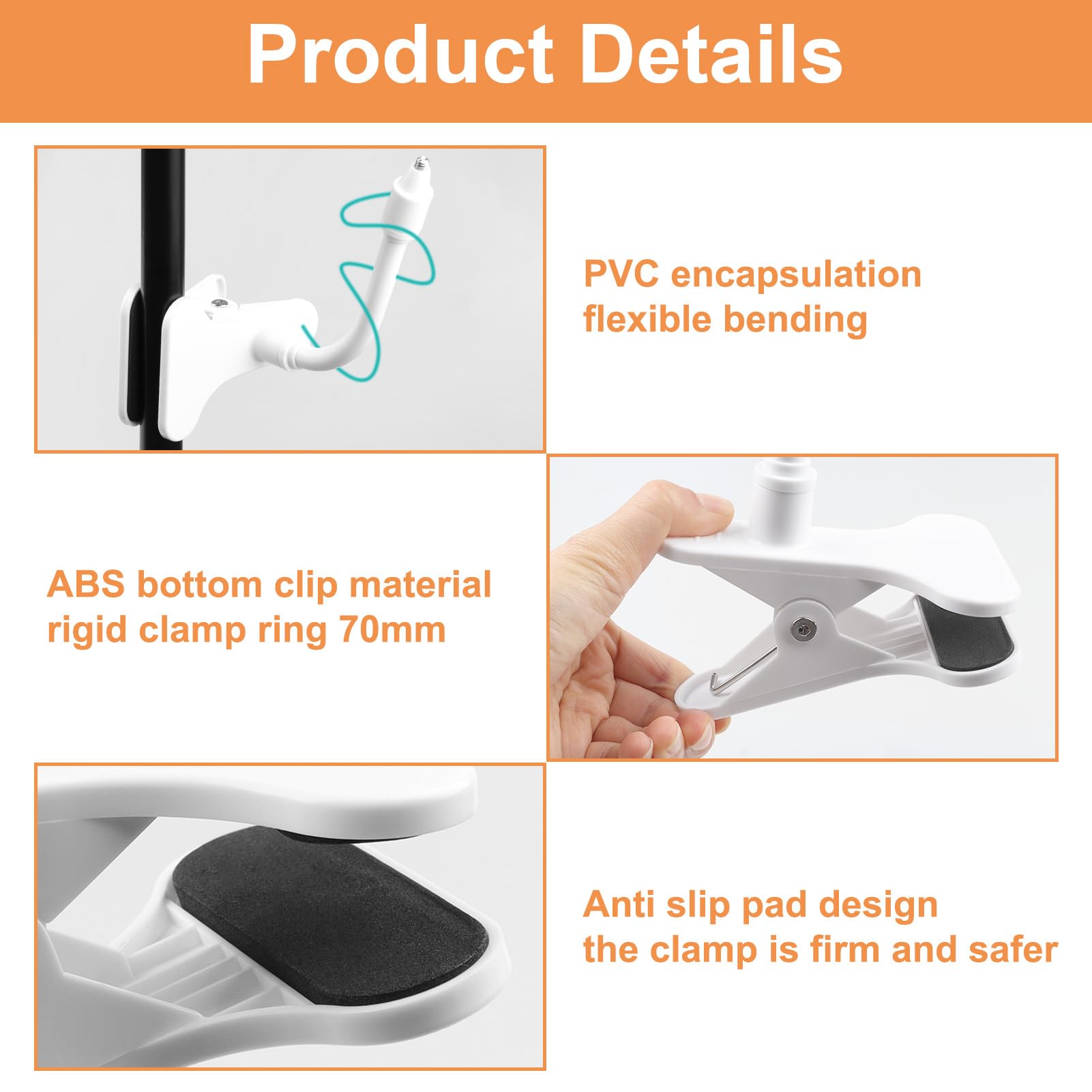 Supporto per fotocamera Sorveglianza Bebe universale flessibile compatibile con 1/4" presa sicura regolabile senza trapani compatibile con SpaceView Video Vista 360 Monitor YESIMOM Culle Asili Maggior