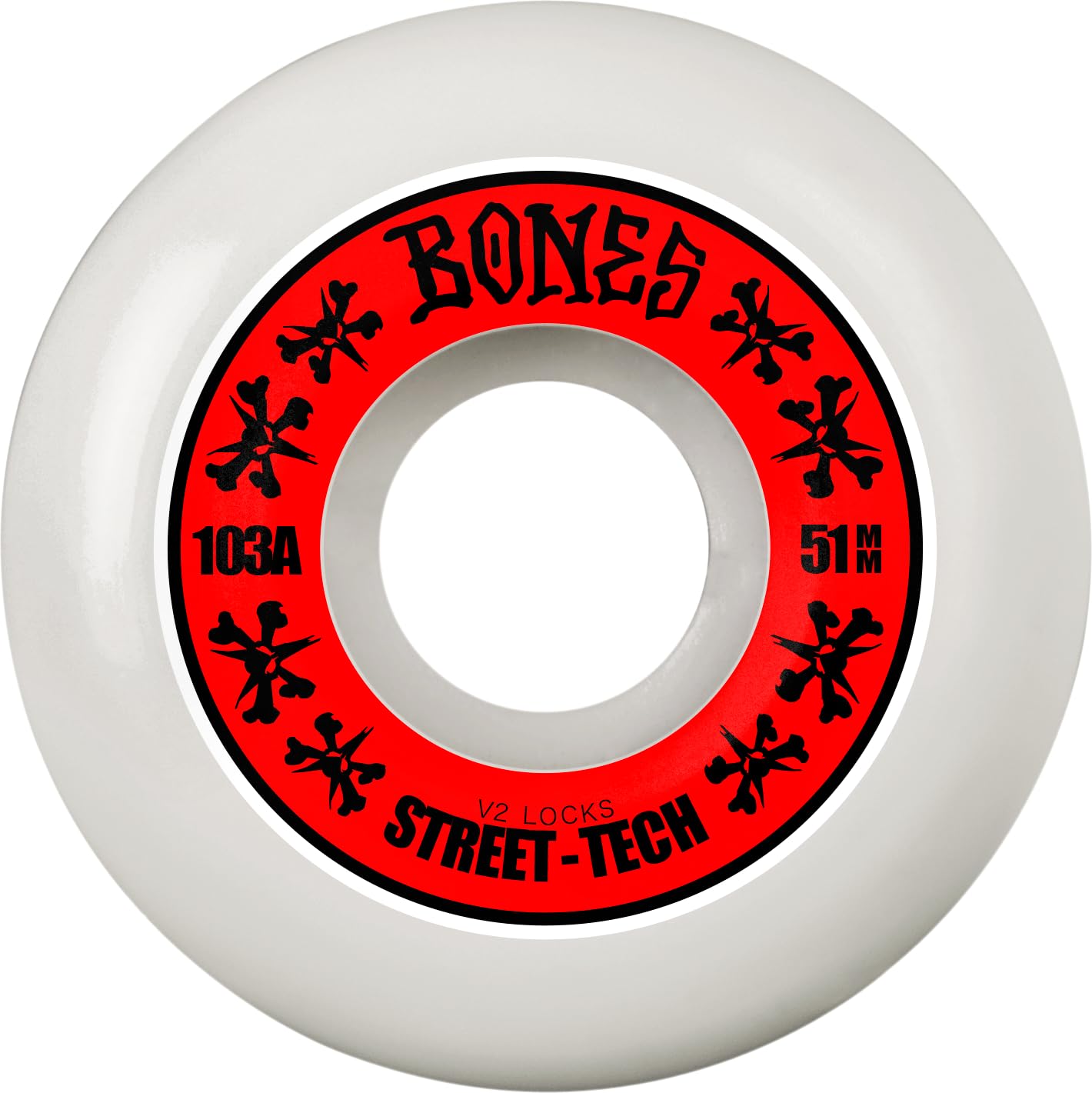 Bones Wheels Street Tech Formula STF Locks Skateboard Wheels, 51mm, 103A, V2 Locks