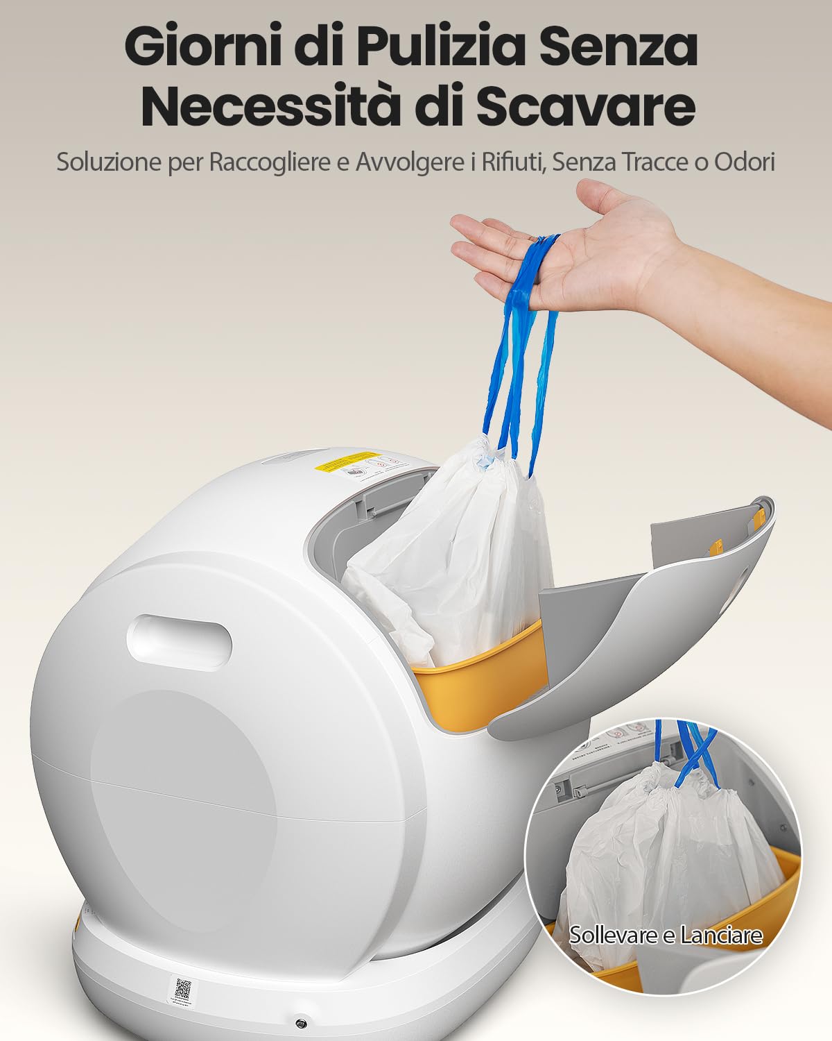 Lettiera Gatto Autopulente UBPET 75L, Lettiera Automatica per Gatti, Anti-Fuites, Anti-Pincement, Anti-Odeur, Controllo APP 2.4GHz Wi-Fi, Sicurezza Avanzata, Durabile e Silenziosa per Più Gatti