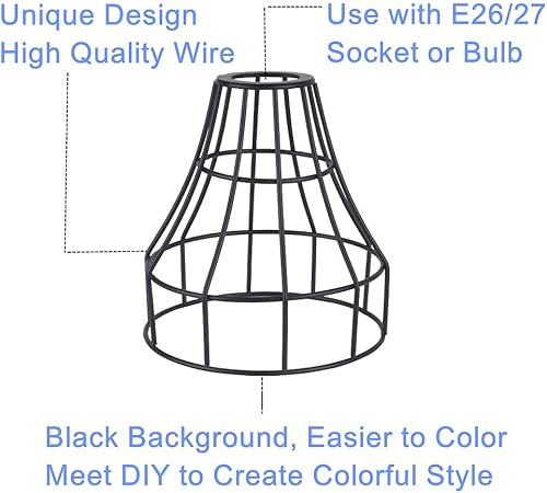 Miniatura 3 de Juego de 2 cubiertas de bombillas rústicas industriales vintage, jaula de alambre de metal para colgar iluminación colgante, protector de lámpara de