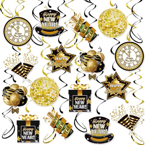 Image of Happy New Year Decor - 24 Pcs Happy New Year Hanging Swirls Decorations 2026 New Years Eve Party Supplies