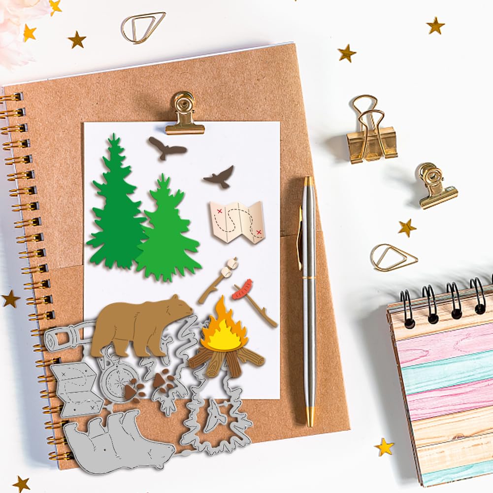 GLOBLELAND Camping Cutting Dies for DIY Scrapbooking Metal Tent Car Cut Dies Bear Tree Die Cuts for Card Making Embossing - Image 4