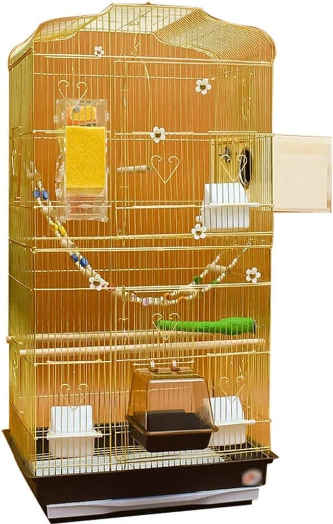 HTTGDGDH Professional Birdcage Pet Supplies Bird Carrier Gardening Decor Parrot Cages For Large Birds, Large Luxury Golden Bird Cage, Iron Budgerigar Cage For Breeding, Pigeon Pea,Gold a