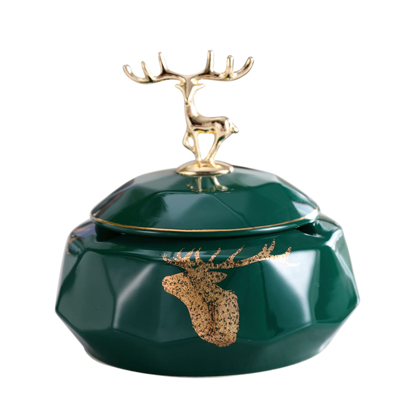 ROHCGHC ashtray, Ceramic Ashtray with Lid, Luxury Windproof Anti Fly Ash Cigarette Smoking Tray, Desktop