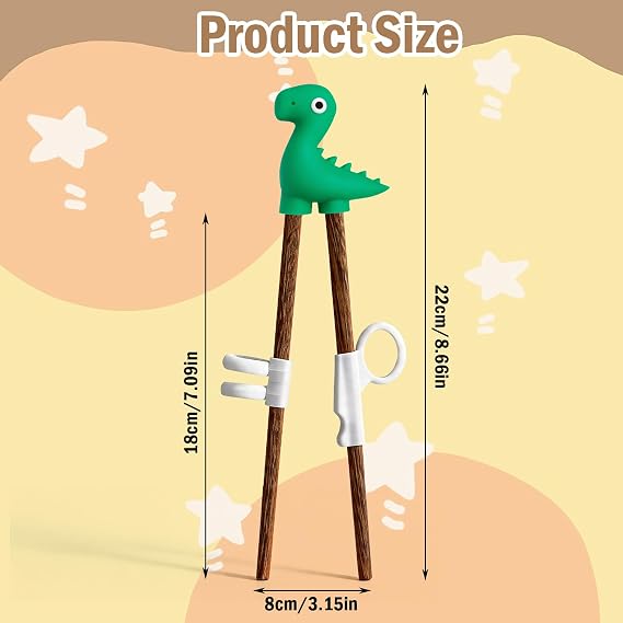 Training Chopsticks, 18cm Natural Wood Chopsticks with 3-Finger Helper, Easy to Use Learning Chopsticks, Reusable Silicone Helper for Home Kitchen