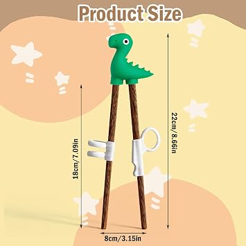Training Chopsticks, 18cm Natural Wood Chopsticks with 3-Finger Helper, Easy to Use Learning Chopsticks, Reusable Silicone Helper for Home Kitchen