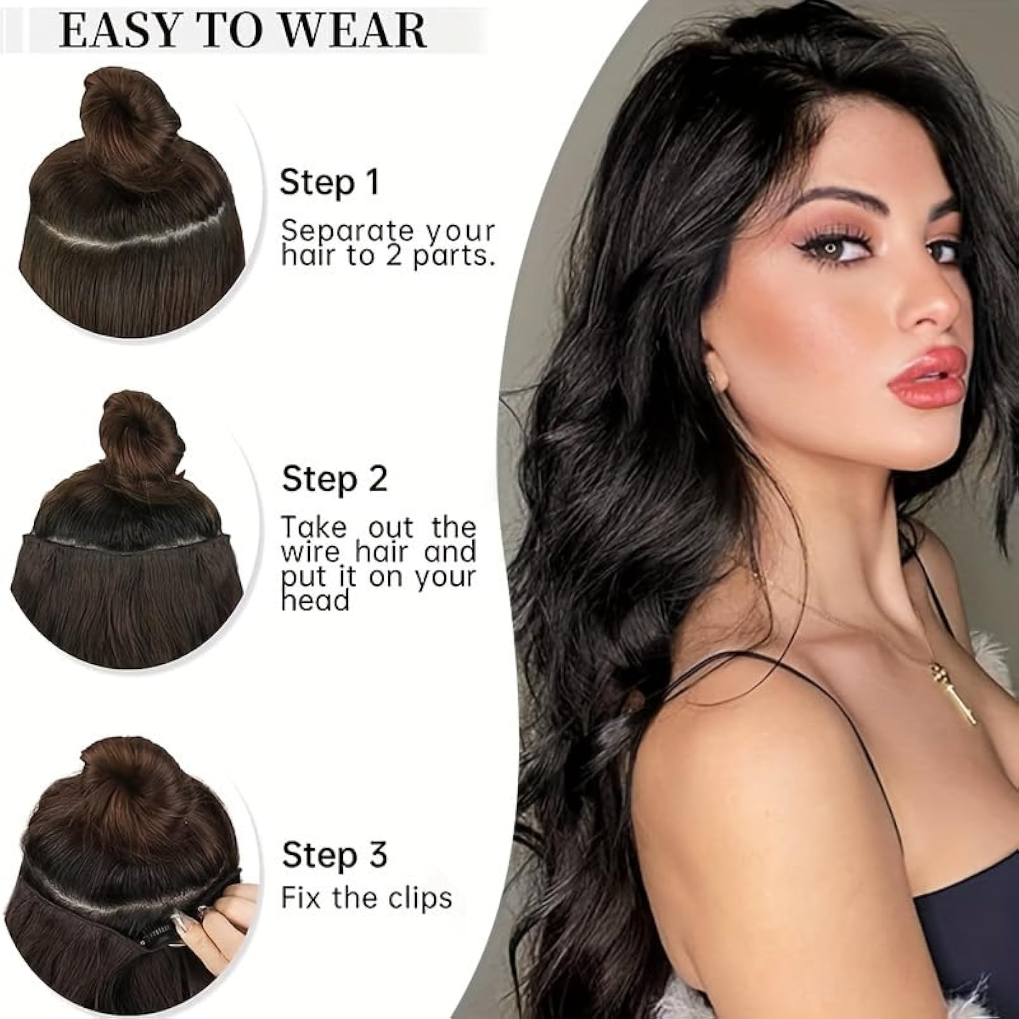 Set of 1, 24-Inch V-Shape Curly Clip-In Hair Extensions