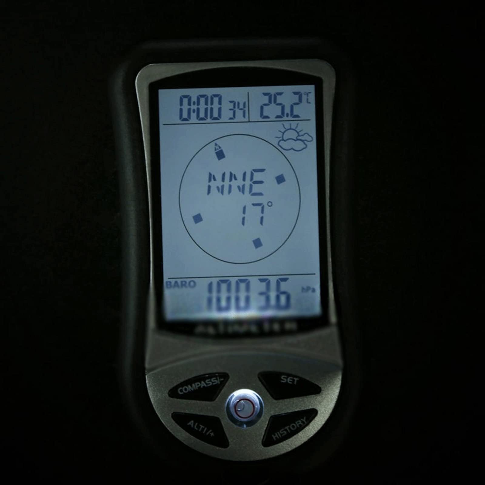 JINGYAN Kompasy 8 W 1 Elektronicznym Handheld Compass Altimeter Barometr Termometr Prognoza pogody Czas Kalendarz Zegar z kompasami podświetlenia
