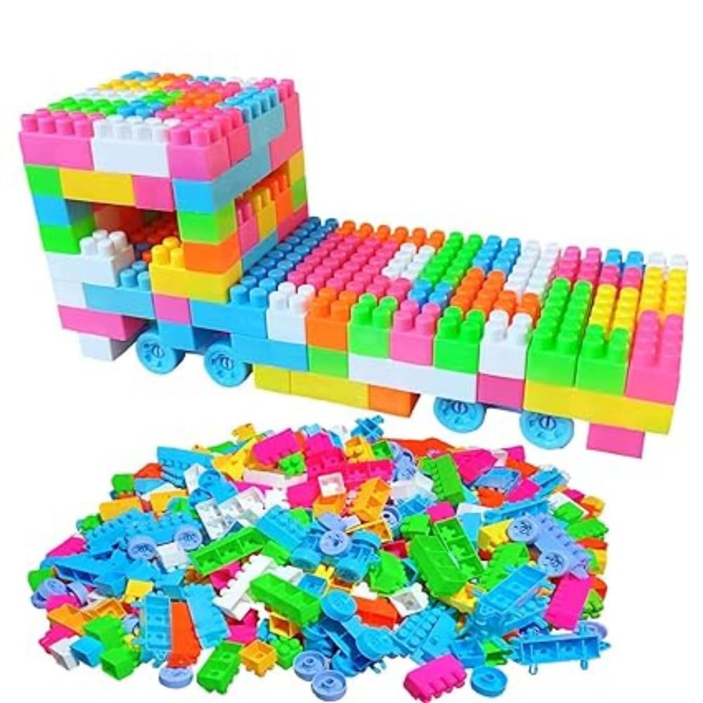 AEXONIZ TOYS Colorful Plastic Small Building Block with Wheels, Creative Smart Activity Fun and Learning Train Bricks Blocks for Kids, Puzzle Assemble Toys, Child Gift Set(200+Pcs)-image-14