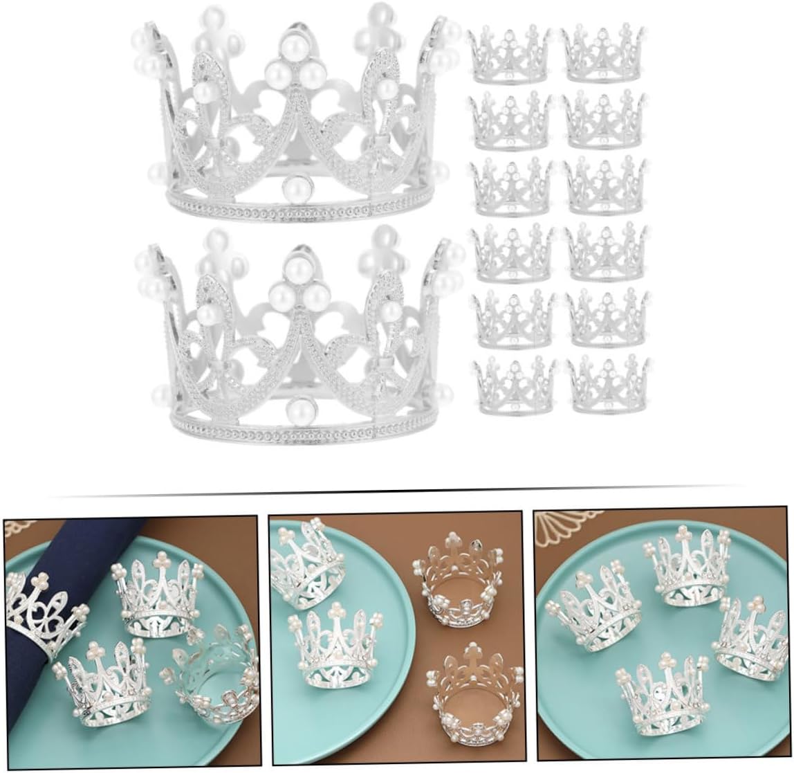 COHEALI 12個銀色メタル 銘銘のダイニングテーブル ナプキンリング クラウンスル おしゃれで使いやすい ナプキンホルダー パ