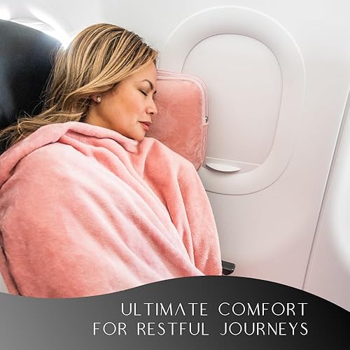 Miniatura 4 de Conjunto de almohada y manta de viaje Travellow - Kit de viaje 4 en 1 con almohada de espuma viscoelástica, manta de viaje, máscara para dormir y