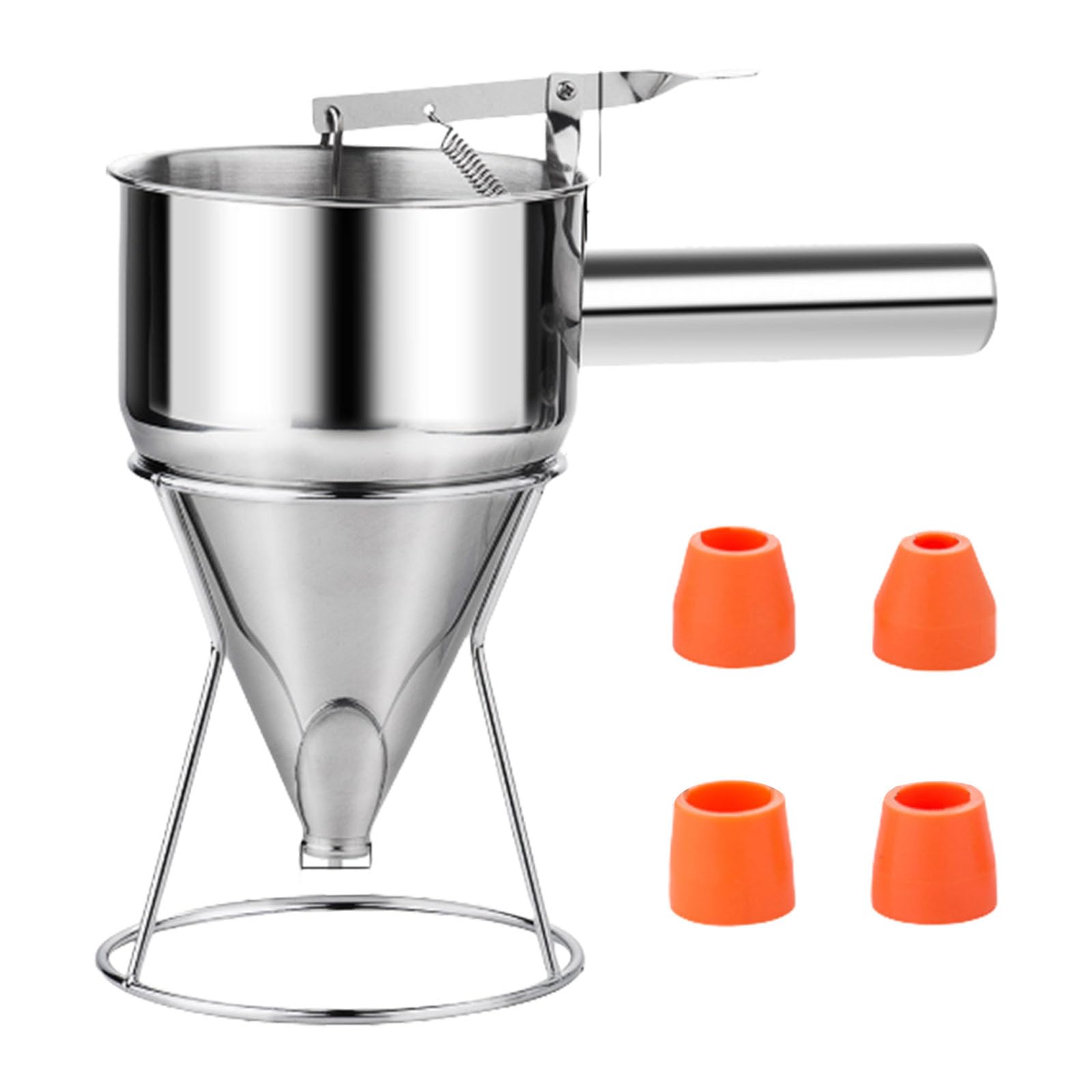 Kalttoy Rusts Resistant Stainless Steel Funnel Dispenser Efficient Kitchen Funnel for Takoyaki Safe and with Handle Restaurant Kitchen