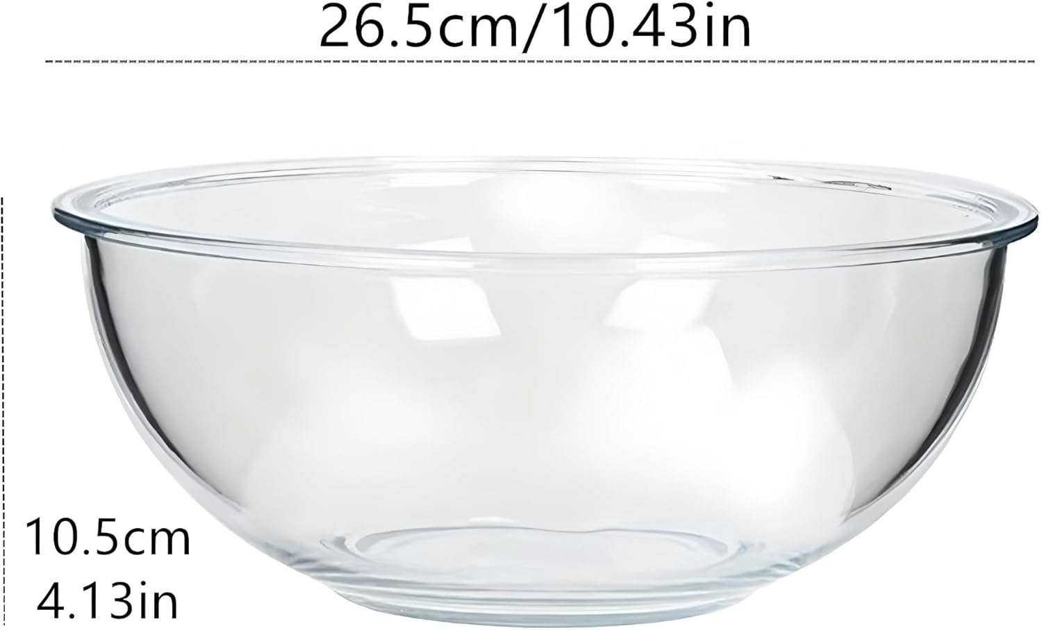 Glass bowl, 26.5 cm/10.43 in Kitchen Glass Mixing Bowl, 3.5L Large Salad Bowls for Serving, Oven Safe, Microwave Safe