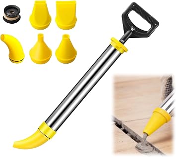 Mortar Pointing Grouting Gun, Cement Caulking Pump with 5 Nozzles for Grouting of Doors & Windows, Stainless Steel Mortar Sprayer Applicator Tool for Grouting, Sealing, Joint Filling Yellow