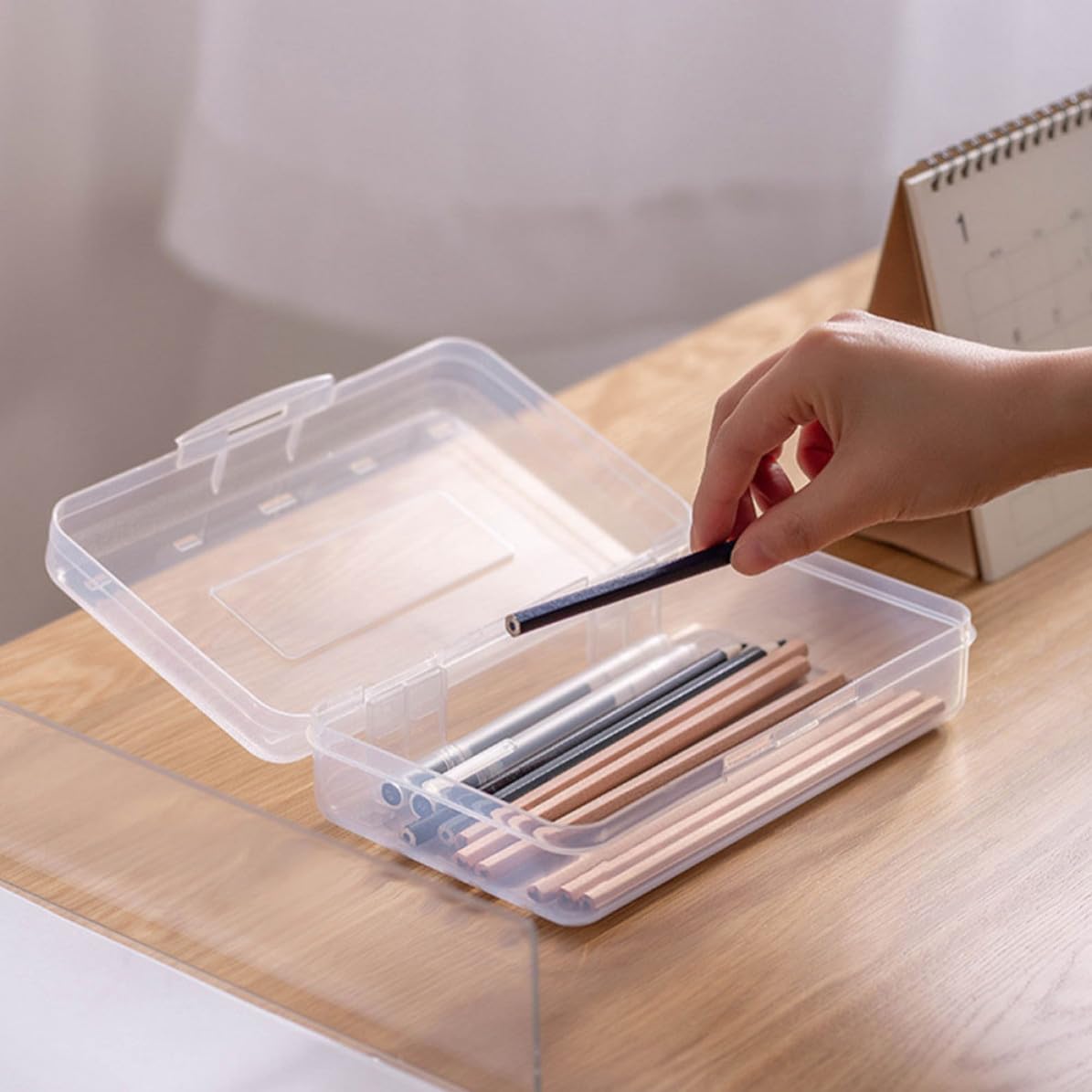 balacoo Contenitori per Penne Impilabile in Plastica Pp Trasparente Coperchio, Scatole Pratiche e Semplici 6 Pezzi per Back To School Party
