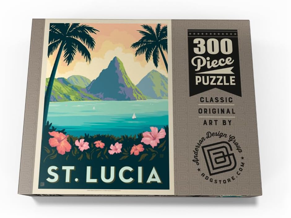 MyPuzzle Saint Lucia, Vintage Poster - Premium 300 Piece Jigsaw Puzzle for Adults