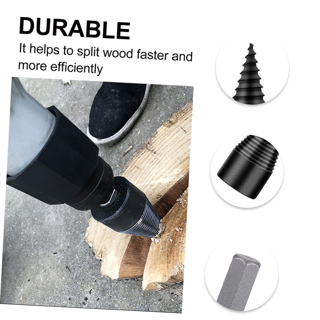 Punta per Spaccare Legna da Ardere in Acciaio, 50mm, Scanalatura Antiscivolo, per Trapano, per Legno Tenero e Hickory