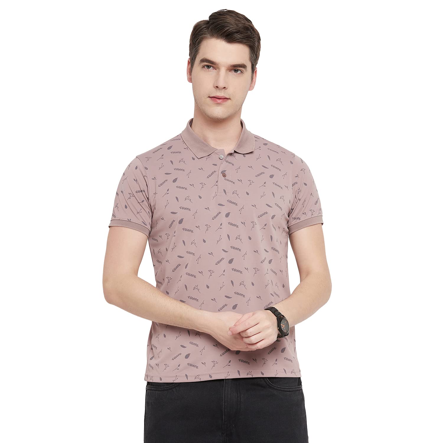 ogen Men's Cotton Half Sleeves Printed Polo Neck T-shirt-T003-picture-21