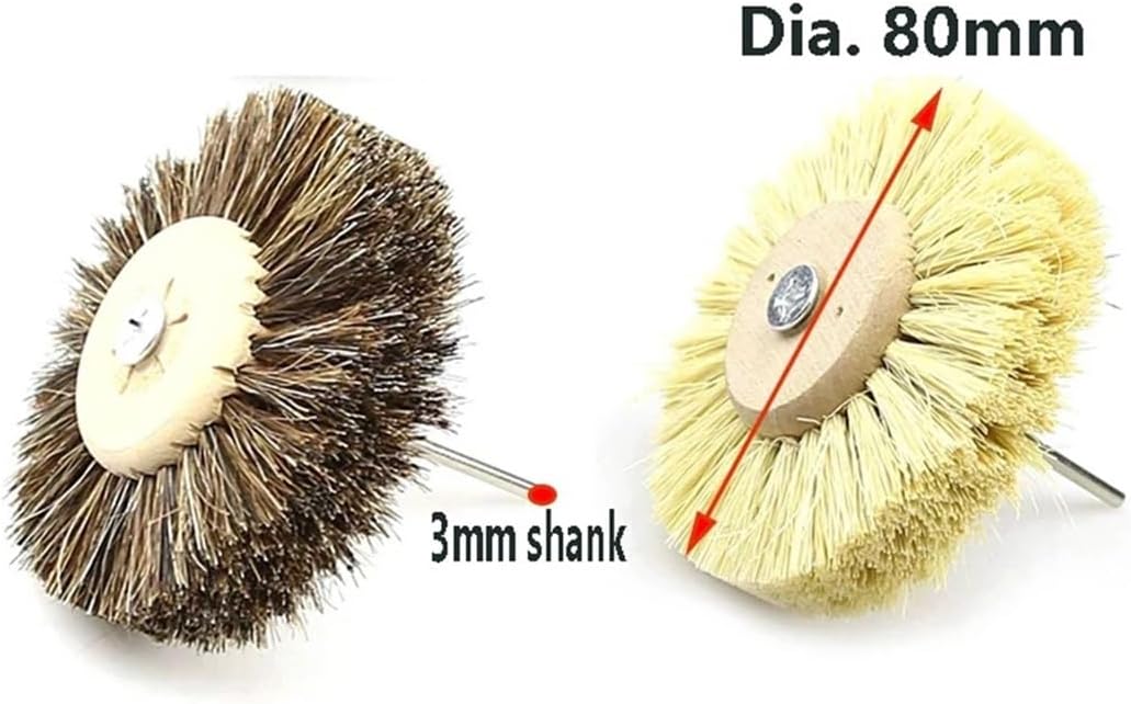 Dia.40mm/80mm Wheel Brush Sisal Bristle Polishing Waxing Brush for Annatto Rosewood Crafts(80mm Sisal)