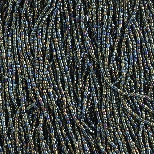 Czech Seed Beads 3Cut 12/0 Opaque Green Iris Strung 3600 Beads for Jewelry Making and Crafts