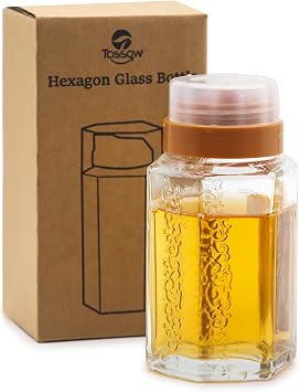 TOSSOW Honey Dispenser Glass Honey Jar Syrup Dispenser Jar Container with Lid and No Drip Plastic Pour Spout, Oil Dispenser Vinegar dispenser for Home Cooking yellow 350ml