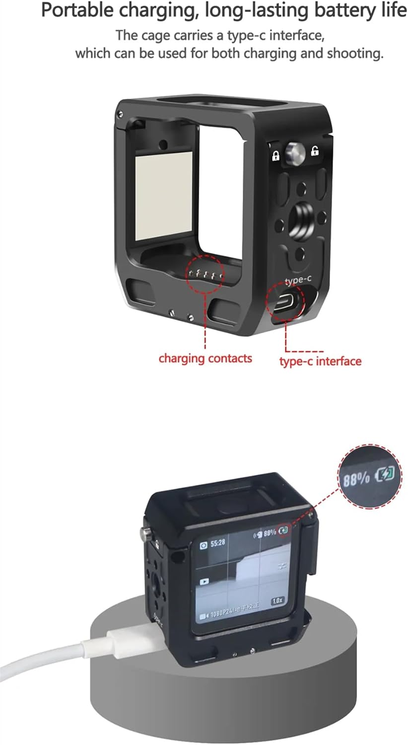 Aluminum Alloy Camera Protective Cage Rig Frame Housing Compatible with DJI Osmo Action 2 Sport Camera