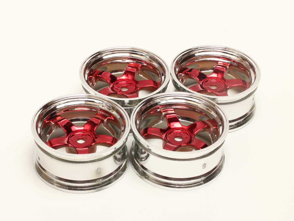 Amazon.co.jp: 1/10 旧車向け 激深リム クローム/レッド5