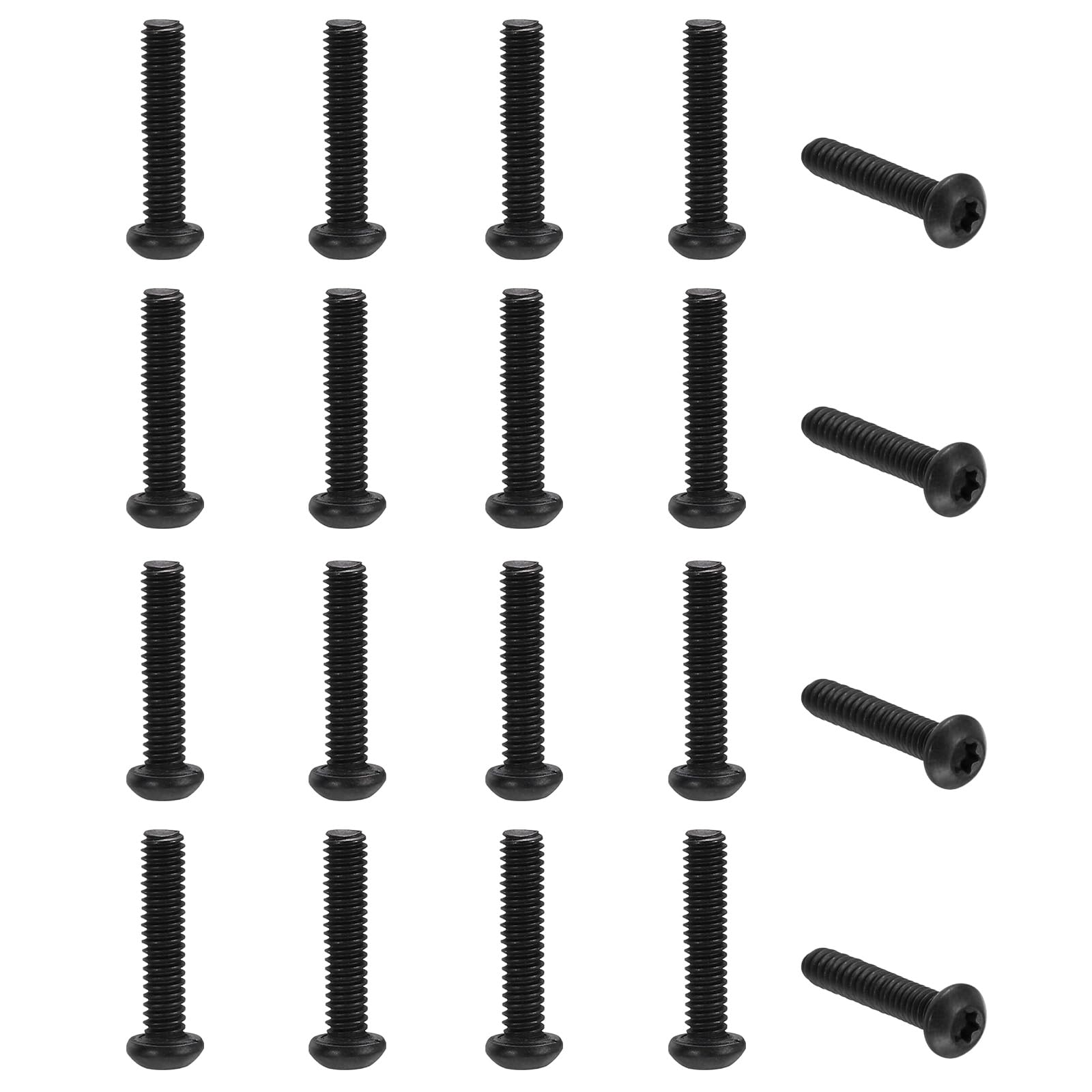 sourcing map 20pcs Pocket Clip Screws T6 Torx Head 2-56UCN 11.4mm Thread Length Folding Knife Fasteners Stainless Steel Black Oxide Shaft Pivot Pins Screws for Blade Fixing, Black